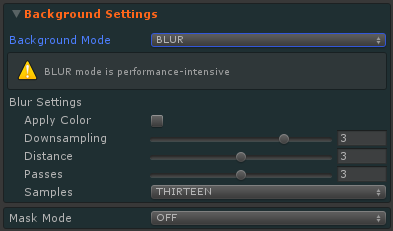 BLUR mode settings