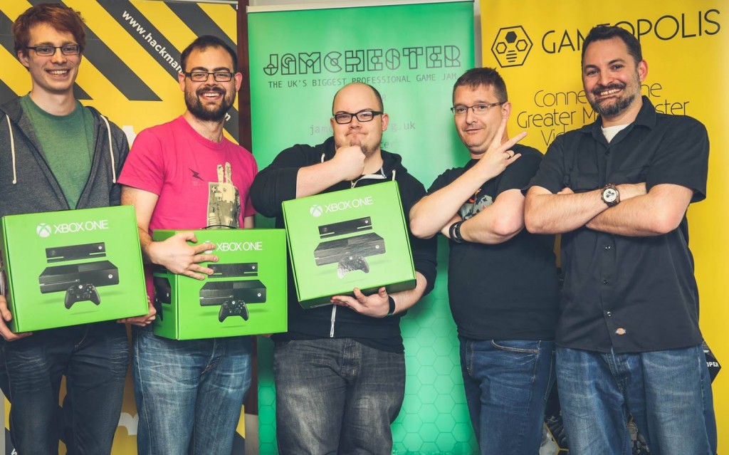 Left to right: Will, Luke, Gary, Lee Stott (Microsoft) and Gary Napper (former Creative Assembly lead designer)